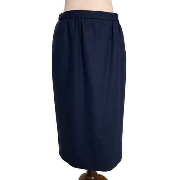 Vintage Pendleton Pencil Skirt Virgin 100% Wool Navy Fully Lined Midi Length - Picture 1 of 7